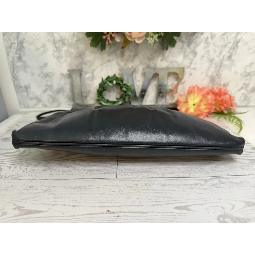 Morris Moskowitz Genuine Leather Womens Blue Shoulder Bag Clutch Vintage Purse